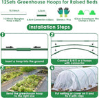 60 Pcs Garden Hoops for Raised Beds, 12 Sets Greenhouse Hoops Grow Tunnel - Image 2