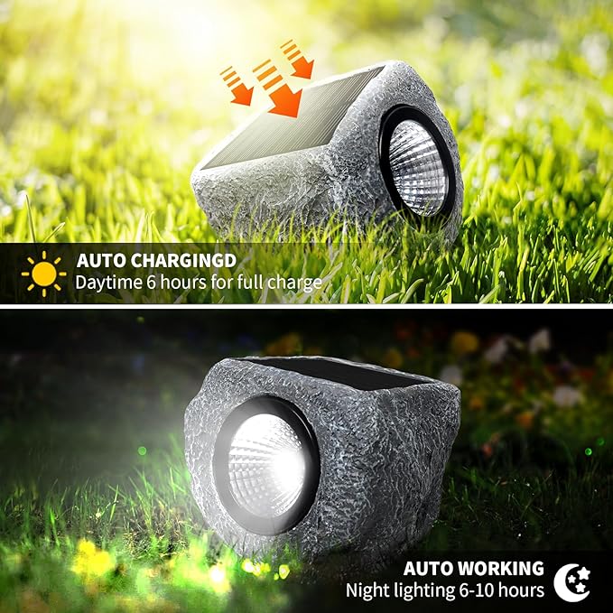 Solar Rock Lights Outdoor 4 Pack, Bright Solar Spotlights Outdoor Waterproof - Image 4