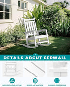 SERWALL HDPE Outdoor Rocking Chair Set of 6, Patio Rocking Chairs - Image 4
