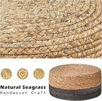 Cpintltr Ottoman Natural Seagrass Footrest Poufs Hand Weave Round Foot Stool - Image 6