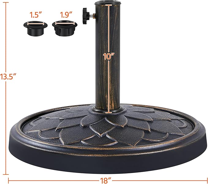 Yaheetech 18'' Patio Umbrella Base 26.5lbs Heavy Duty Antiqued Outdoor Market - Image 3
