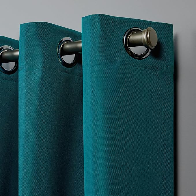 NICOLE MILLER NEW YORK Canvas Indoor/Outdoor Grommet Top Curtain Panel Pair - Image 3