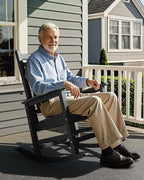 SERWALL Oversized Outdoor Rocking Chair Set of 4, HDPE Rocker - Image 8