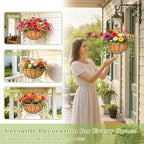 4 Pack 12 Inch Hanging Baskets for Plants Outdoor Metal Hanging Planter Hanging - Image 2