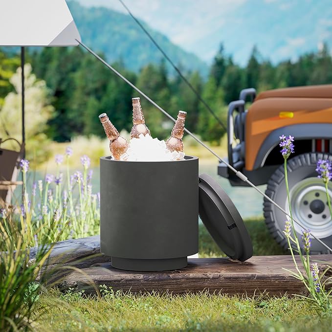 HOMCOM 2.6 Gal Outdoor Cooler Side Table, 3-in-1 Cool Coffee Table - Image 8