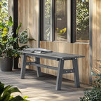 VINGLI 47” Outdoor Bench Garden Bench HDPE Porch Bench w/Metal Legs, Poly - Image 2