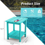 LUE BONA Adirondack Outdoor Side Table, 2-Tier Aruba Blue HDPS Patio End Table - Image 3