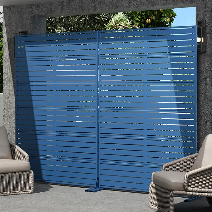 Casaphoria Metal Privacy Screen Outdoor, Louvered Blue - Image 3