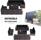 Kullavik 12 Pieces Outdoor Patio Furniture Set PE Wicker Rattan Sectional Sofa - Image 4