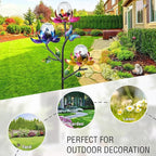 Solar Lights Outdoor Decorative Lotus Flowers Wind Spinner Garden Stake - Image 6