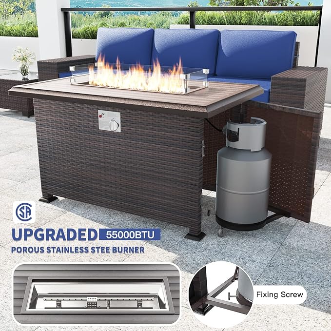 Kullavik 11 Pieces Outdoor Patio Furniture Set, PE Wicker Rattan Sectional Sofa - Image 2