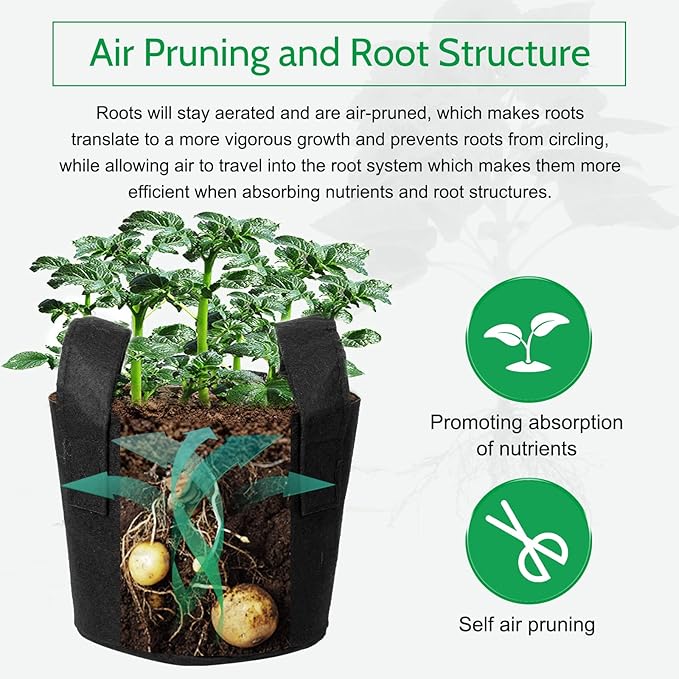 JERIA 12-Pack 7 Gallon Grow Bags, 300G Thickened Nonwoven Garden Pots, Heavy - Image 5
