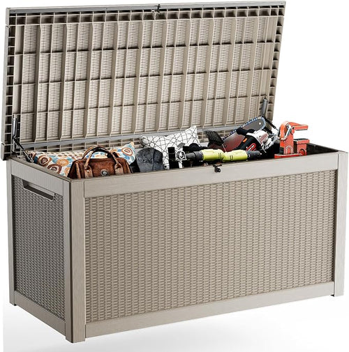 320 Gallon Outdoor Deck Box, Lockable Waterproof Outdoor Storage Boxes by MAIUSCOLI