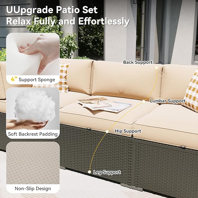 Aoxun Patio Furniture Set with Fire Pit Table, 12 Piece Outdoor Sectional Sofas - Image 2