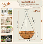 12 inch Metal Hanging Baskets For Plants Outdoor 4 Pack Round Metal Wire - Image 4