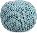 BIRDROCK HOME Round Pouf Ottoman | Cotton Braided Round Foot Stool | Bedroom - Image 5