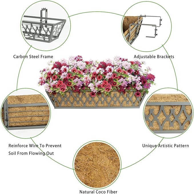6 Pack 30 Inch Window Boxes Planters Railing Planter Box - Image 3