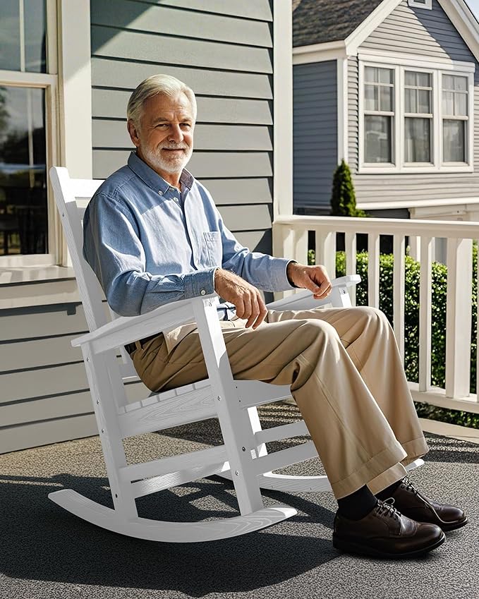 SERWALL HDPE Outdoor Rocking Chair Set of 6, Patio Rocking Chairs - Image 8