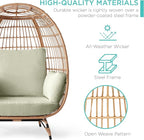 Best Choice Products Wicker Egg Chair, Oversized Indoor Outdoor Lounger - Image 6