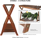 Wood Plant Stand Indoor Outdoor 2 Tiers Flower Stand Corner Stepped Planter - Image 4