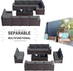 Kullavik 12 Pieces Outdoor Patio Furniture Set PE Wicker Rattan Sectional Sofa - Image 3