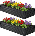 8x2x1 ft Galvanized Raised Garden Bed, Outdoor Planter Box Metal Patio Kit by Zunatu