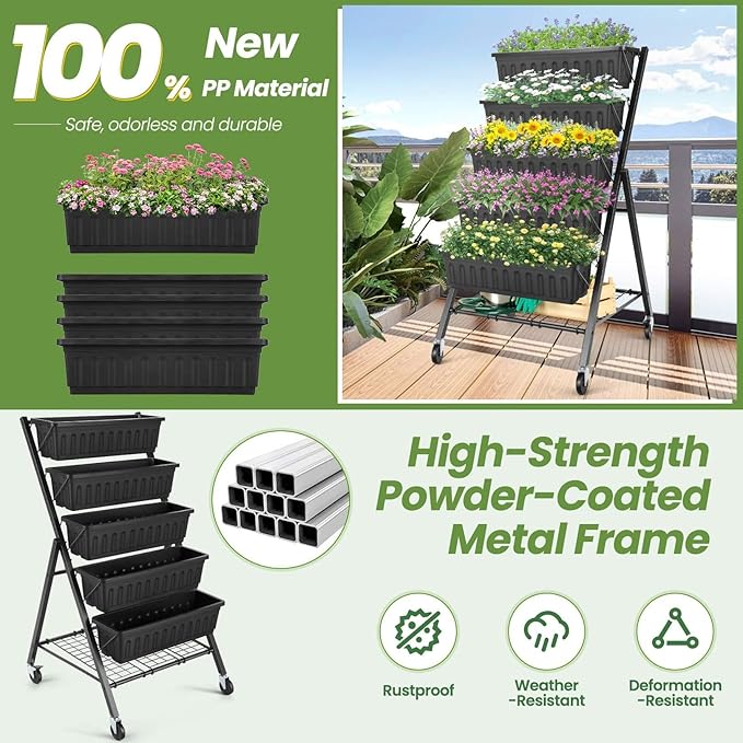SEJOV 5-Tier Raised Garden Bed, 4FT Vertical Garden Planter - Image 5