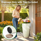 QCQHDU 21 inch Tall Planters for Outdoor & Indoor Plants, 2 Pack Sturdy - Image 5