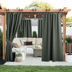 NICETOWN 2 Panels Greyish Green Outdoor Curtainss - Image 2