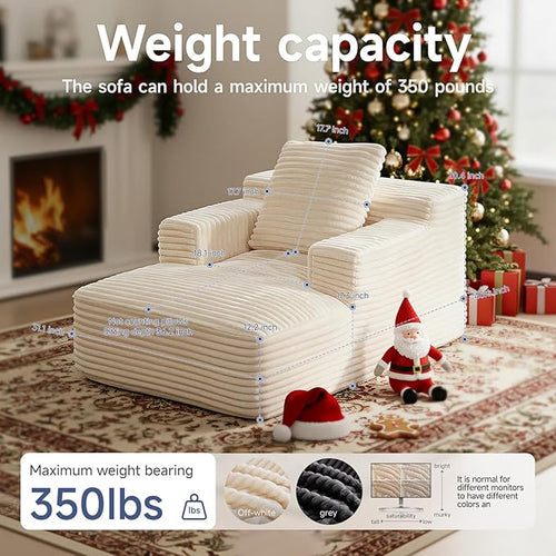45'' Chaise Lounge Chair Indoor, Corduroy Upholstered Boneless Sofa Bed - Image 2