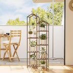 Bamworld Tall Plant Stand Indoor Outdoor Corner Plant Shelf Hanging Plant - Image 2