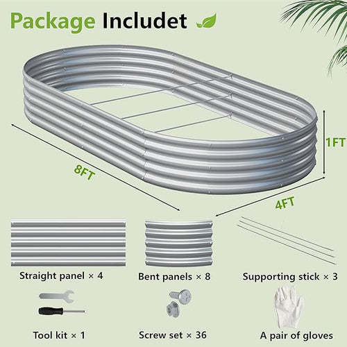 2PCS 8x4x1ft Galvanized Metal Raised Garden Bed Kit, Outdoor Planter Box - Image 2