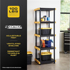 BLACK & YELLOW 5-Tier Heavy Duty Plastic Storage Shelving Unit, 5 Shelves - Image 4