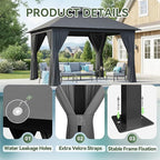 Aoxun Outdoor Gazebo for Patio 10x10, Metal Frame Canopy - Image 5