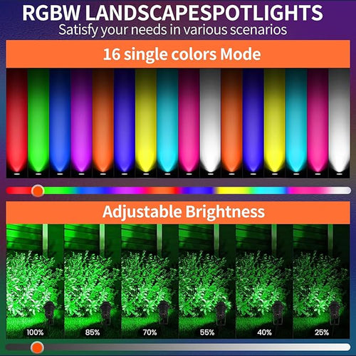 12W LED Landscape Lights Low Voltage, RGBW Color Changing 12V AC/DC Waterproof - Image 2