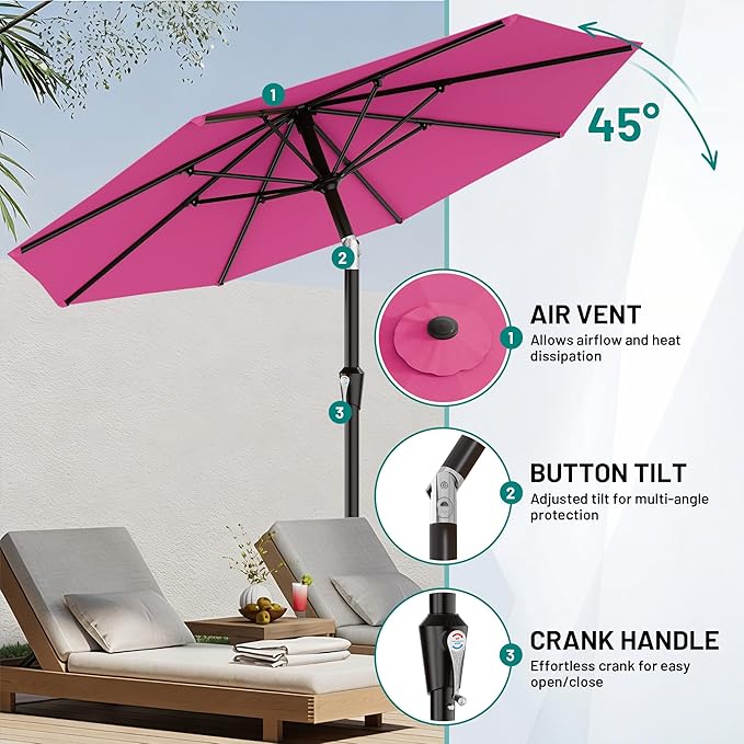 AreShark 9 FT Patio Umbrella for Outdoor, Outdoor Table Umbrella - Image 5