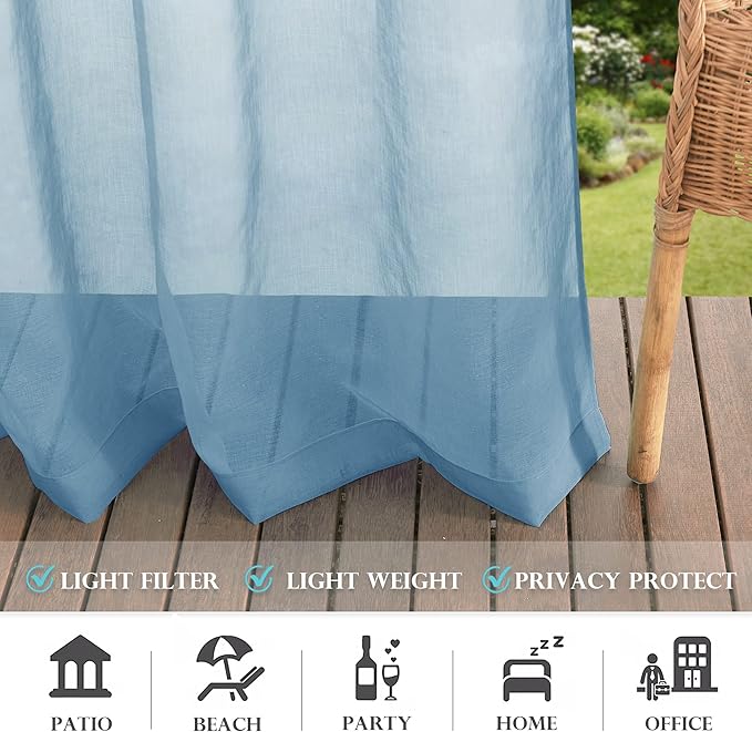 RYB HOME Outdoor Sheer Curtains - Image 7