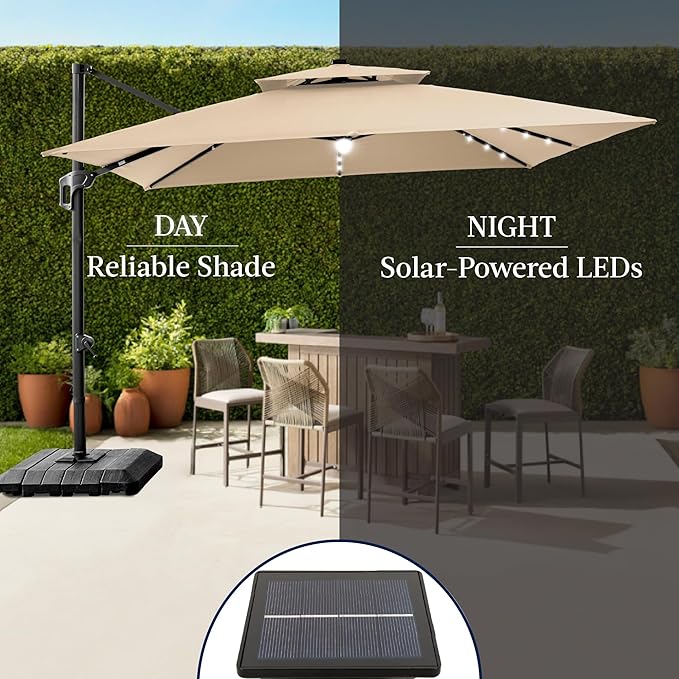 Best Choice Products 9x12ft LED Cantilever Patio Umbrella w/Base Included & - Image 6