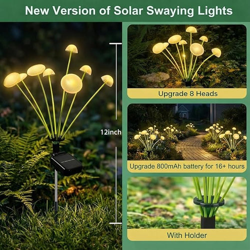 4 Pack 32LED Solar Garden Lights, 8 Lighting Modes Swaying Mushroom Lights - Image 2