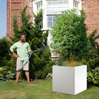 White Steel Planter Square Outdoor Planters Galvanized Steel Planter Box 26 - Image 3