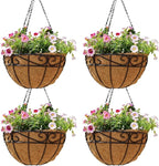 4 Pack 10 Inch Hanging Baskets for Plants Outdoor Metal Hanging Planter Hanging by Qusuxi