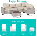 6-Piece Outdoor Patio Furniture Set Wicker Sectional Sofa Set, Patio - Image 5