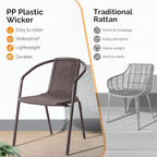 VINGLI PE Rattan Outdoor Dining Chairs Set of 2, Plastic Stackable Patio Chairs - Image 6