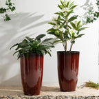 Glitzhome 23.5" H Oversized Tall Planter, Gradient Red Faux Ceramic Finish - Image 6