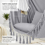 Y- STOP Hammock Chair Hanging Rope Swing, Max 500 Lbs, 2 Cushions Included - Image 3