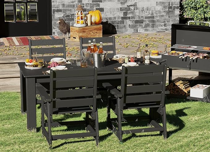 GREENVINES Outdoor Dining Chair | HDPE | Patio Chairs | All-Weather | Black - Image 3