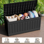 JUMMICO 78 Gallon Outdoor Deck Box Large Resin Storage Box - Image 3