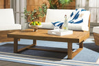 SAFAVIEH Outdoor Collection Duncan Natural Brown Slatted Top Solid Wood Coffee - Image 2