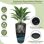 24-21-11 Inch Tall Planters Set of 3, Indoor Outdoor Blue Glossy Round Planter - Image 4