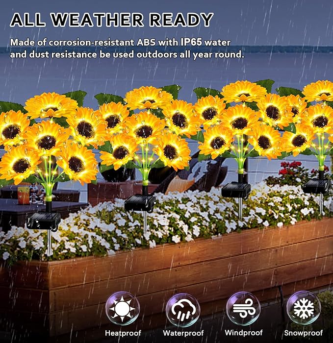 Solar Lights Outdoor Garden Decor, 4 Pack - Image 6